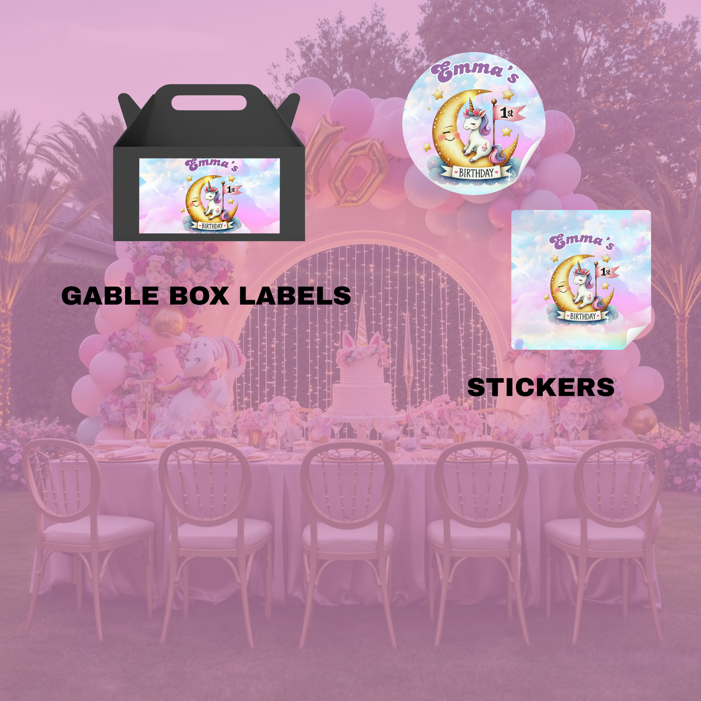 Unicorn 1st Birthday Party Favor Bundle