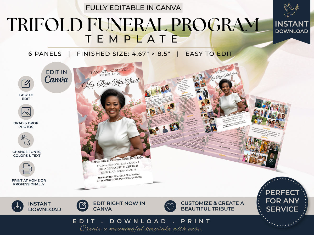 Trifold Funeral Program