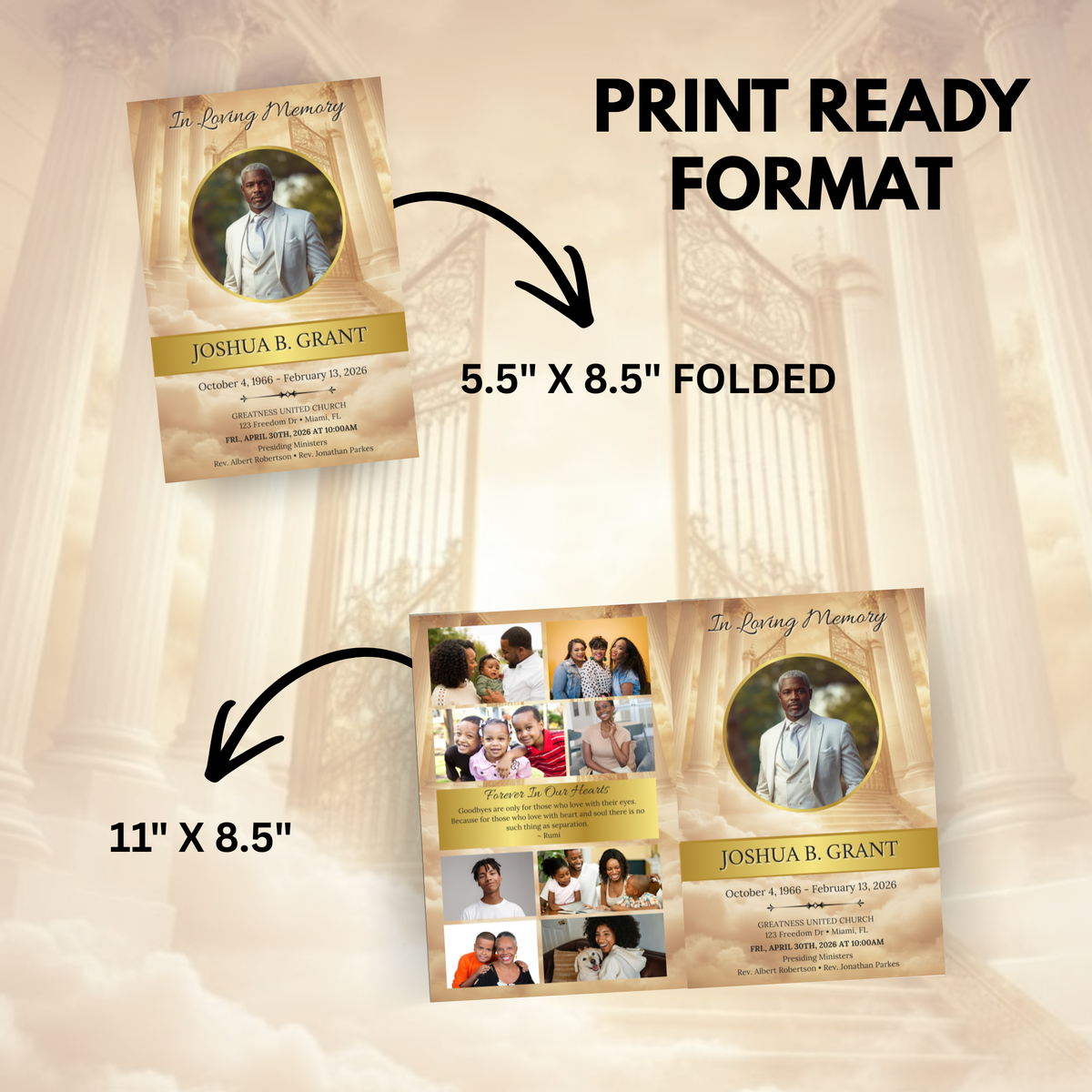Golden Gates Funeral Program Template