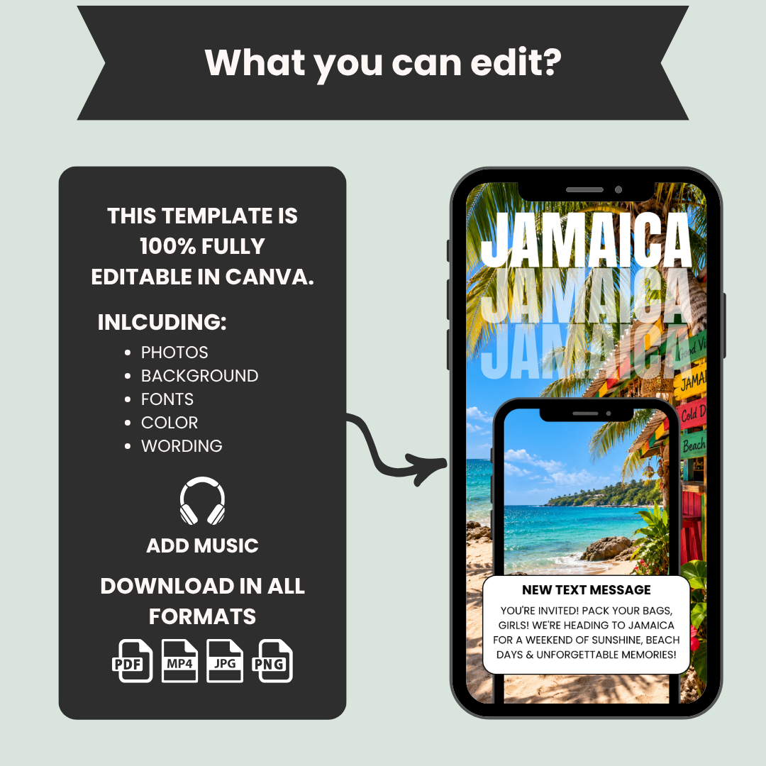 Interactive Jamaica Girls Trip Itinerary & Invitation