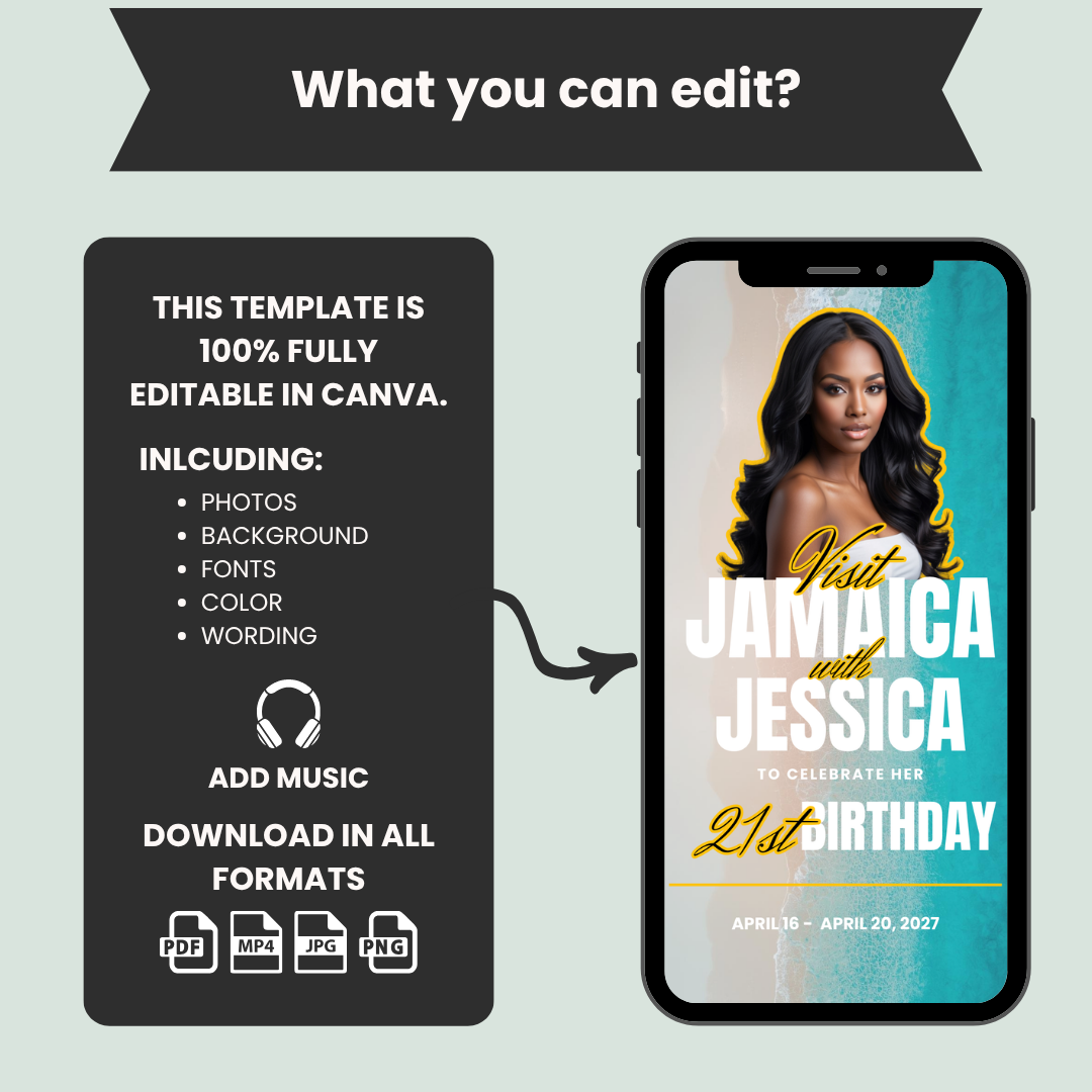 Jamaica Birthday Girls Trip Invitation & Itinerary
