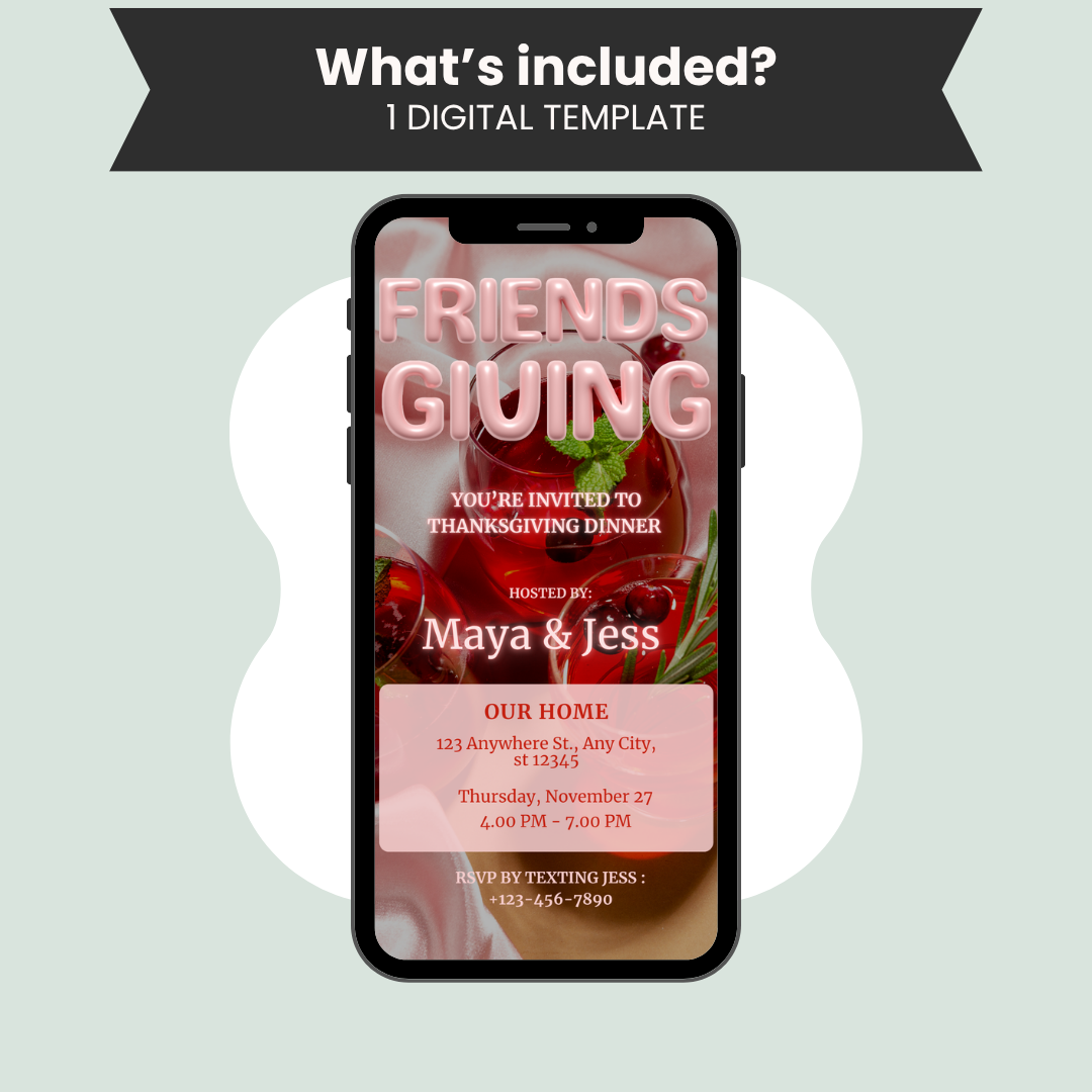 Pink & Red Friendsgiving Invitation Template