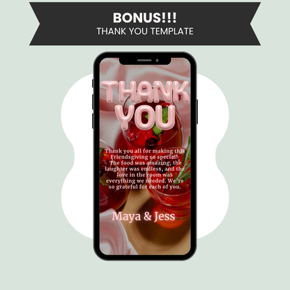 Pink & Red Friendsgiving Invitation Template
