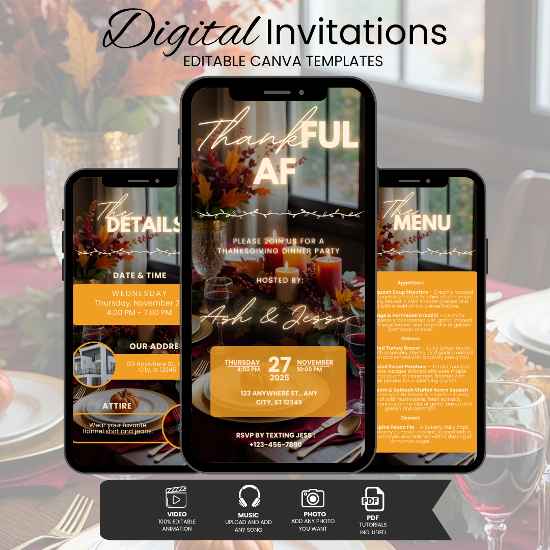 Thankful AF Thanksgiving Invitation Bundle