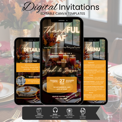 Thankful AF Thanksgiving Invitation Bundle