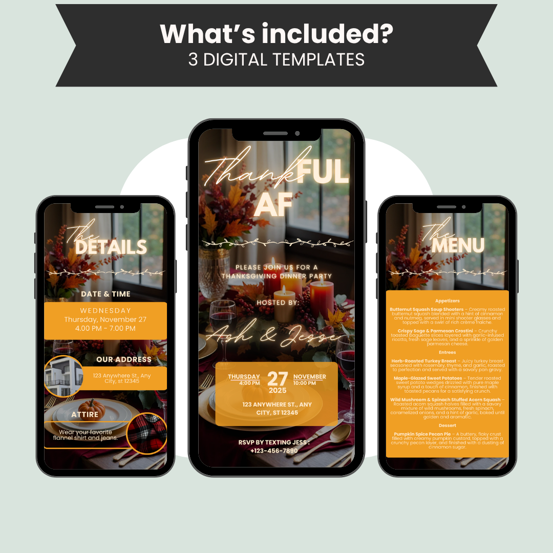 Thankful AF Thanksgiving Invitation Bundle