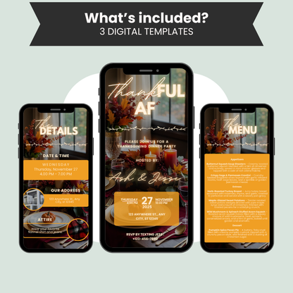 Thankful AF Thanksgiving Invitation Bundle