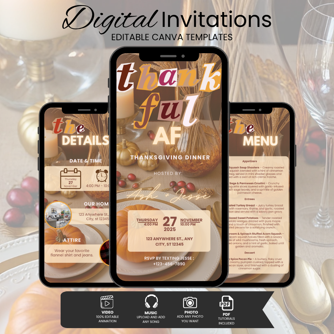Thankful AF Thanksgiving Invitation Bundle