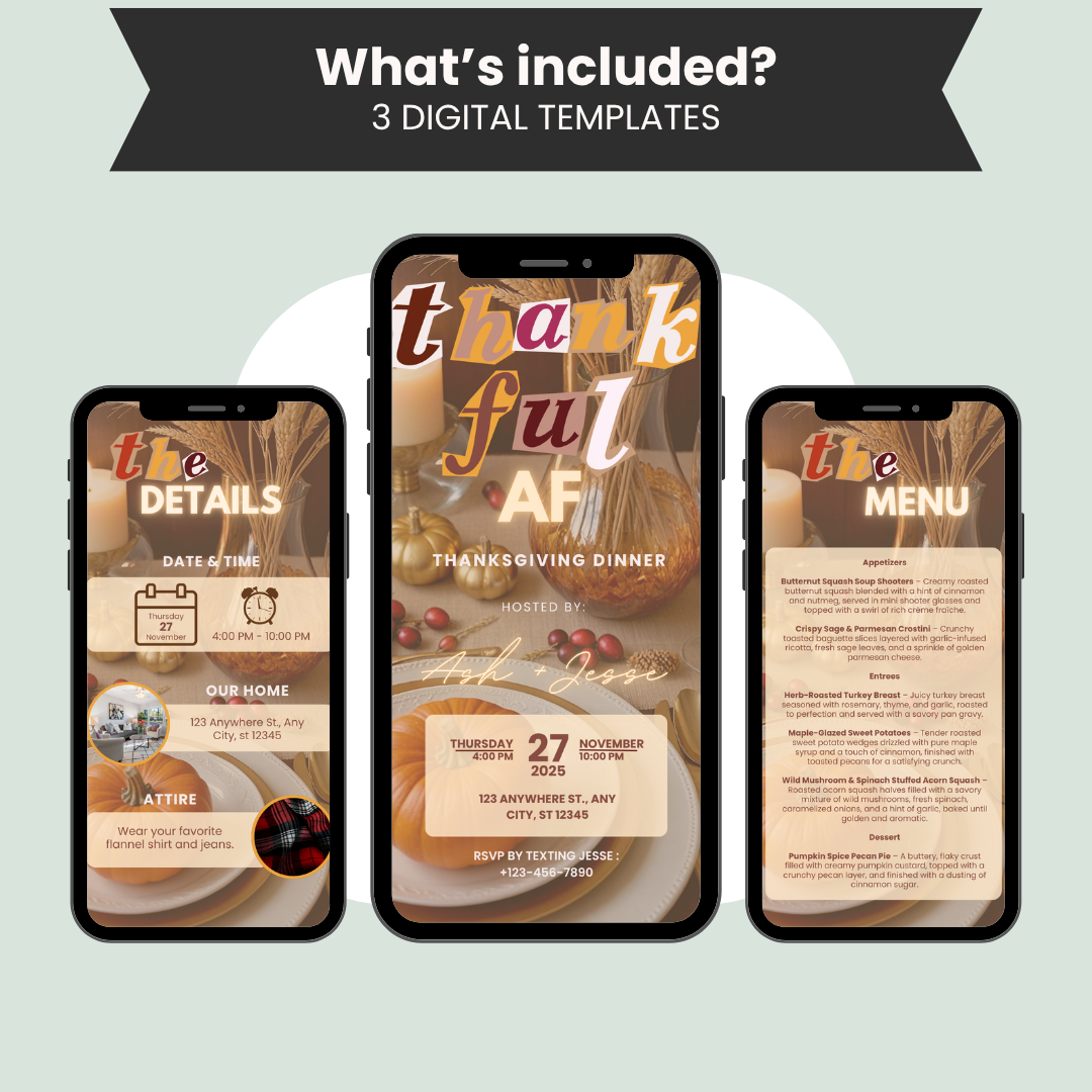 Thankful AF Thanksgiving Invitation Bundle