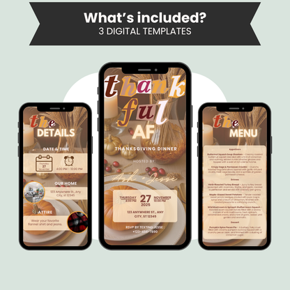 Thankful AF Thanksgiving Invitation Bundle
