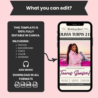 Animated Newspaper Birthday Invite Itinerary Template
