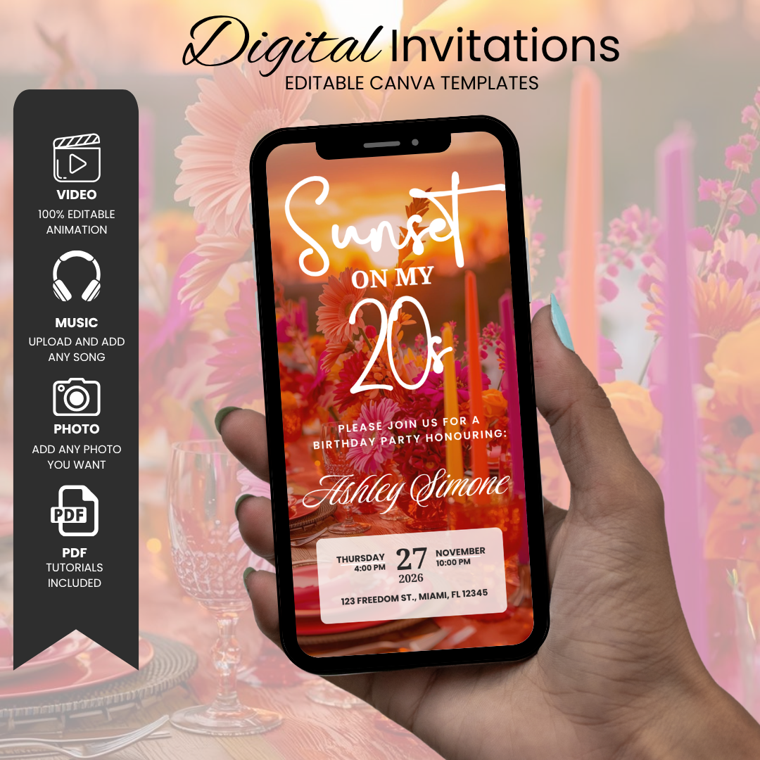 Sunset On My 20s Birthday Invitation