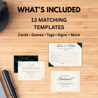 Emerald Green Wedding Details Templates Bundle