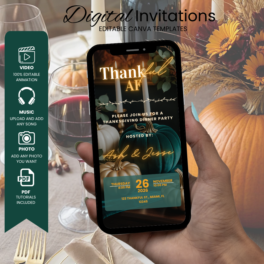 Thankful AF Thanksgiving Invitation