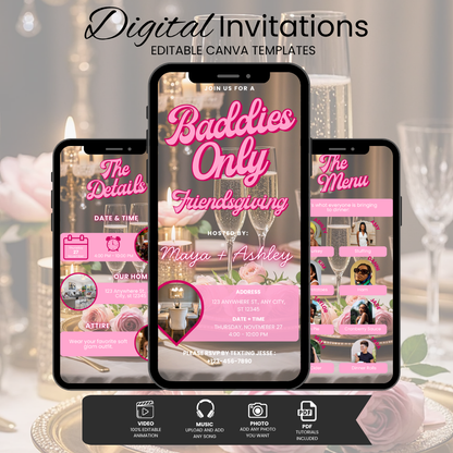 Baddies Only Friendsgiving Invitation