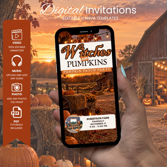 Witches & Pumpkin Party Invite