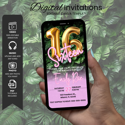 Sweet 16 Birthday Invitation Template