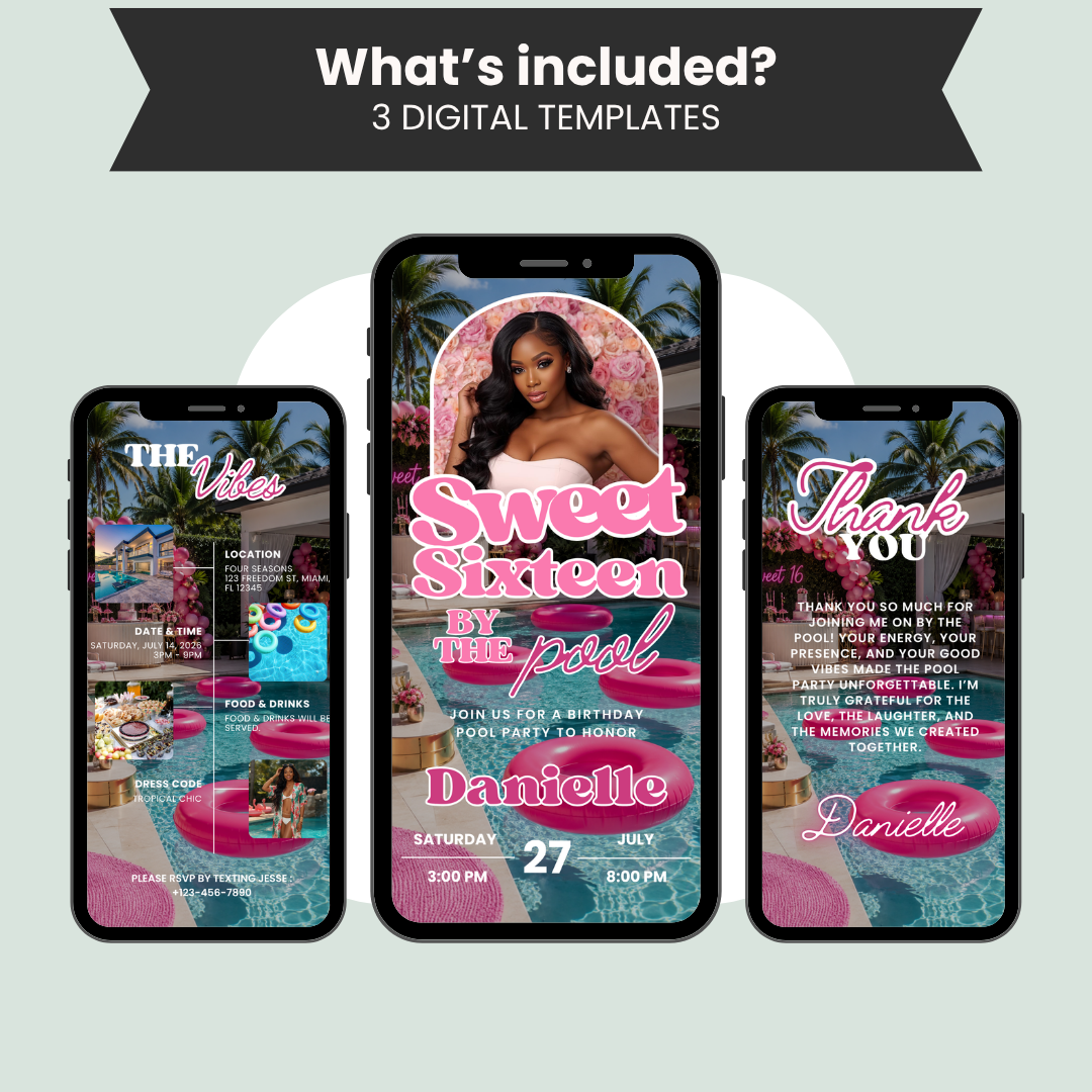 Sweet 16 by the Pool Party Invitation
