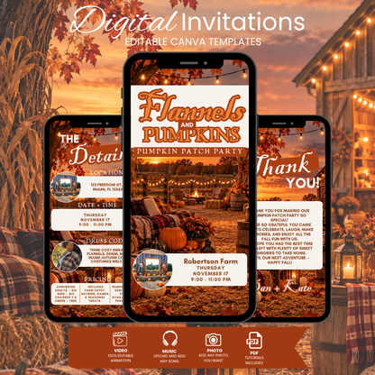 Flannels & Pumpkin Party Invite