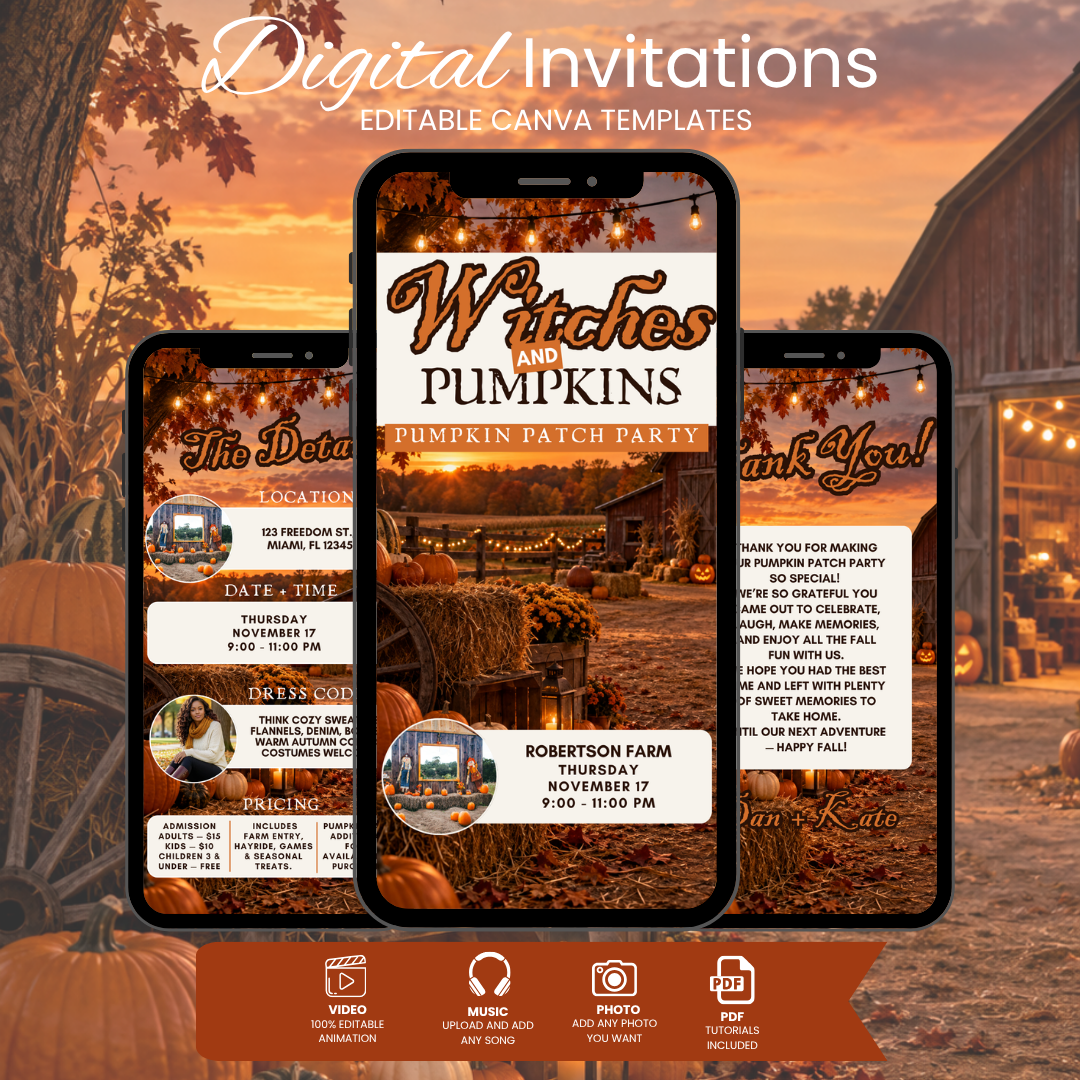 Witches & Pumpkin Party Invite