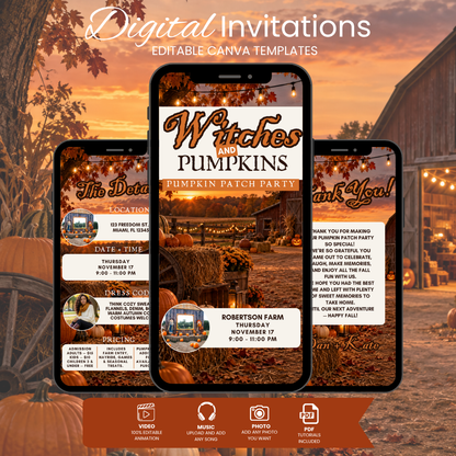 Witches & Pumpkin Party Invite