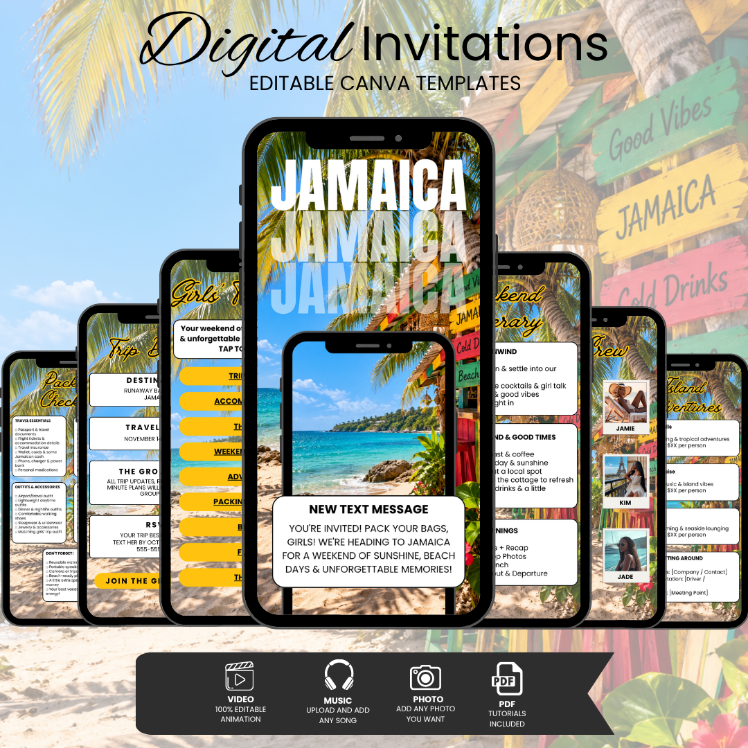 Interactive Jamaica Girls Trip Itinerary & Invitation