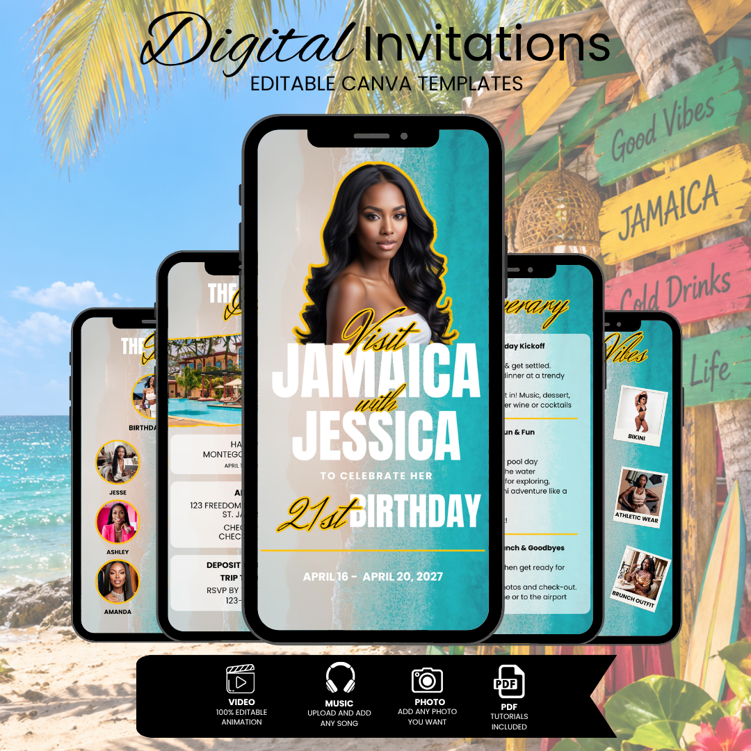 Jamaica Birthday Girls Trip Invitation & Itinerary