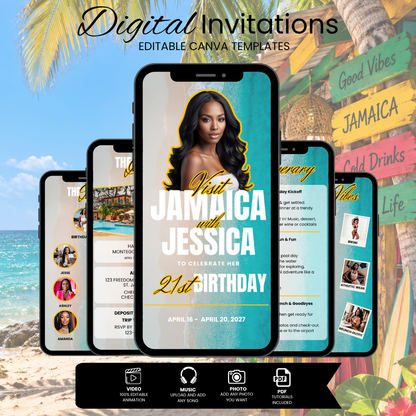 Jamaica Birthday Girls Trip Invitation & Itinerary