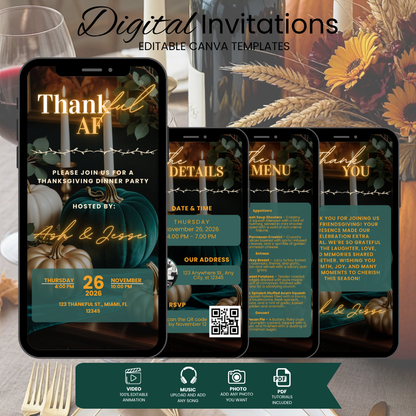 Thankful AF Thanksgiving Invitation
