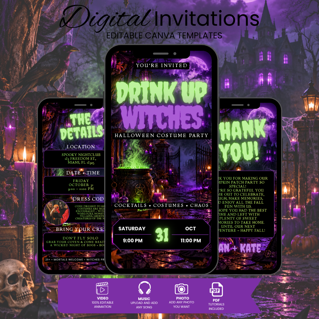 Drink Up Witches Halloween Party Invitation