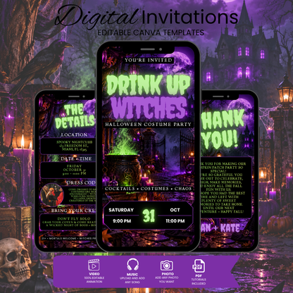 Drink Up Witches Halloween Party Invitation