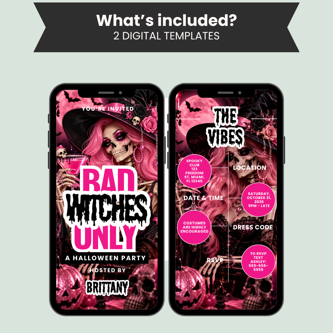 Bad Witches Only Halloween Party Invitation