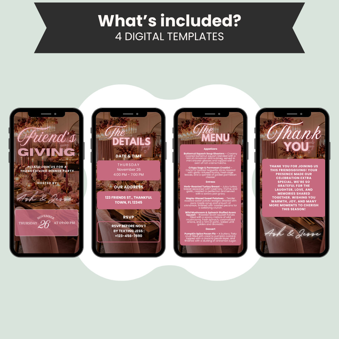 Pink Friendsgiving Dinner Invitation