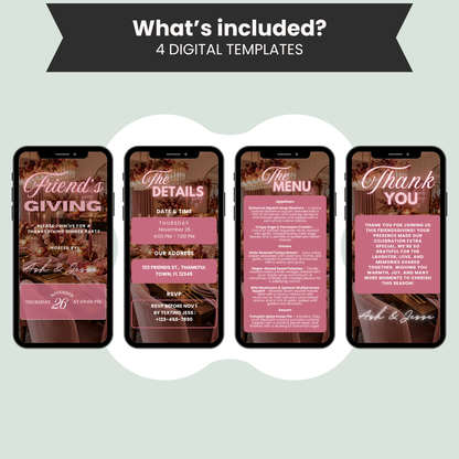 Pink Friendsgiving Dinner Invitation