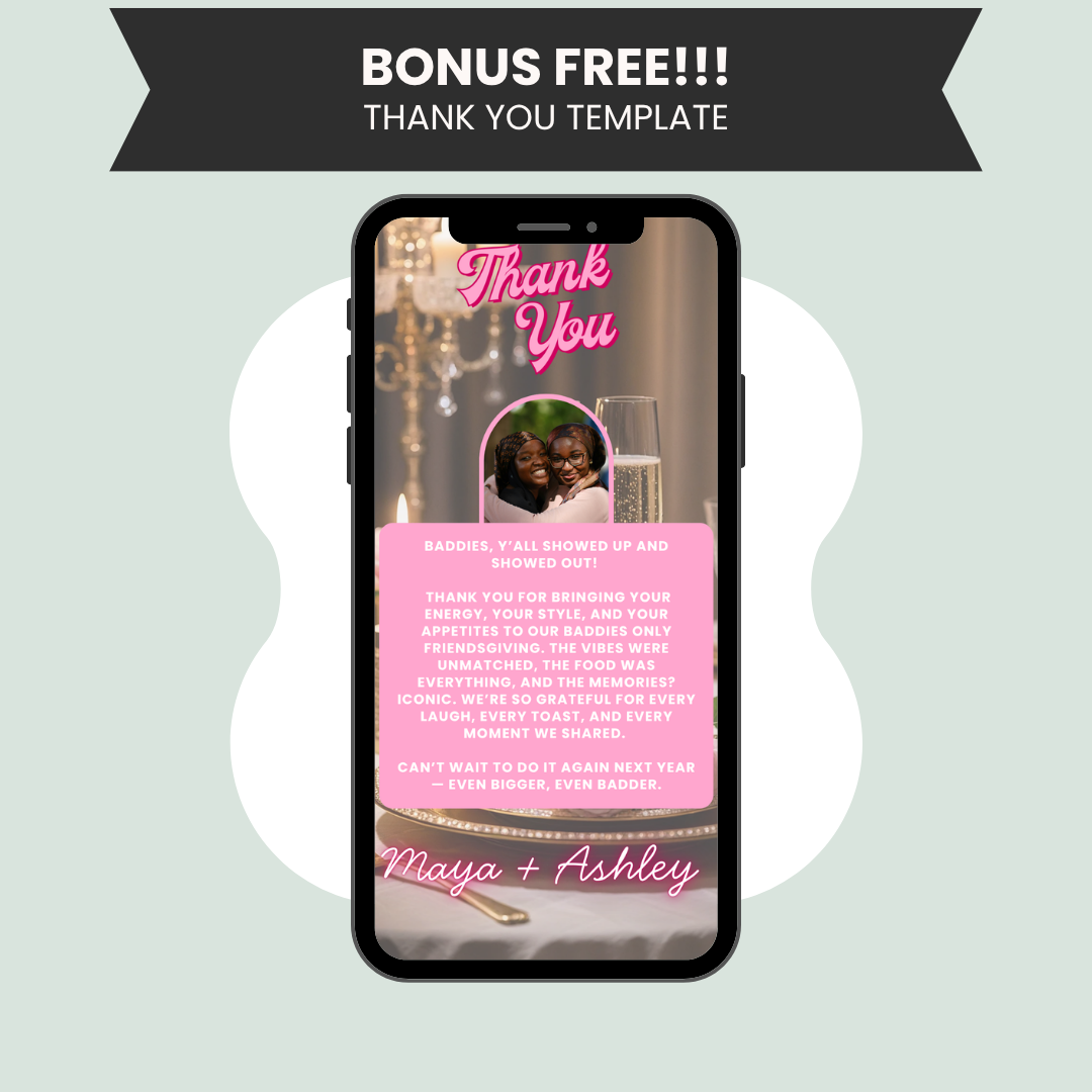 Baddies Only Friendsgiving Invitation