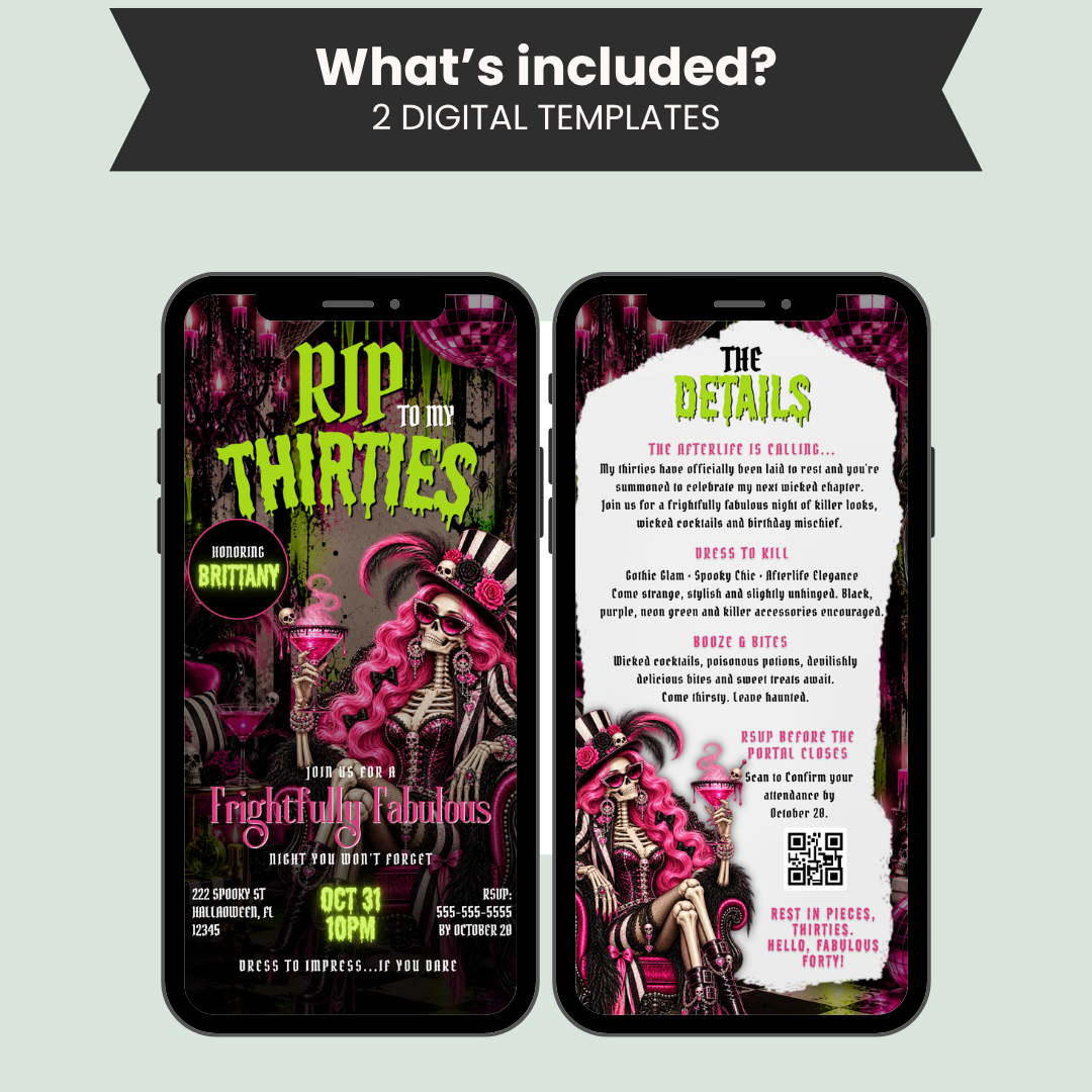 RIP to My Thirties 40th Birthday Invitation