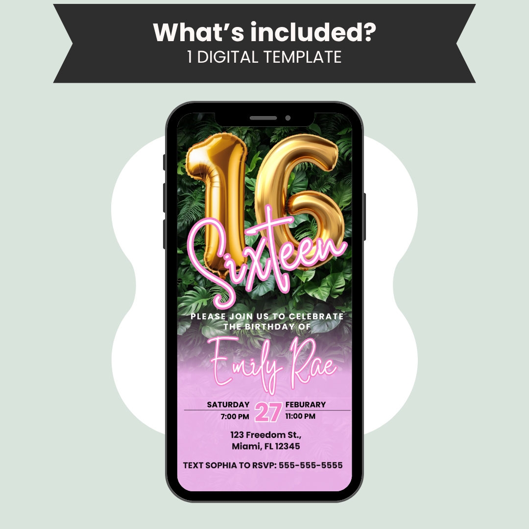 Sweet 16 Birthday Invitation Template