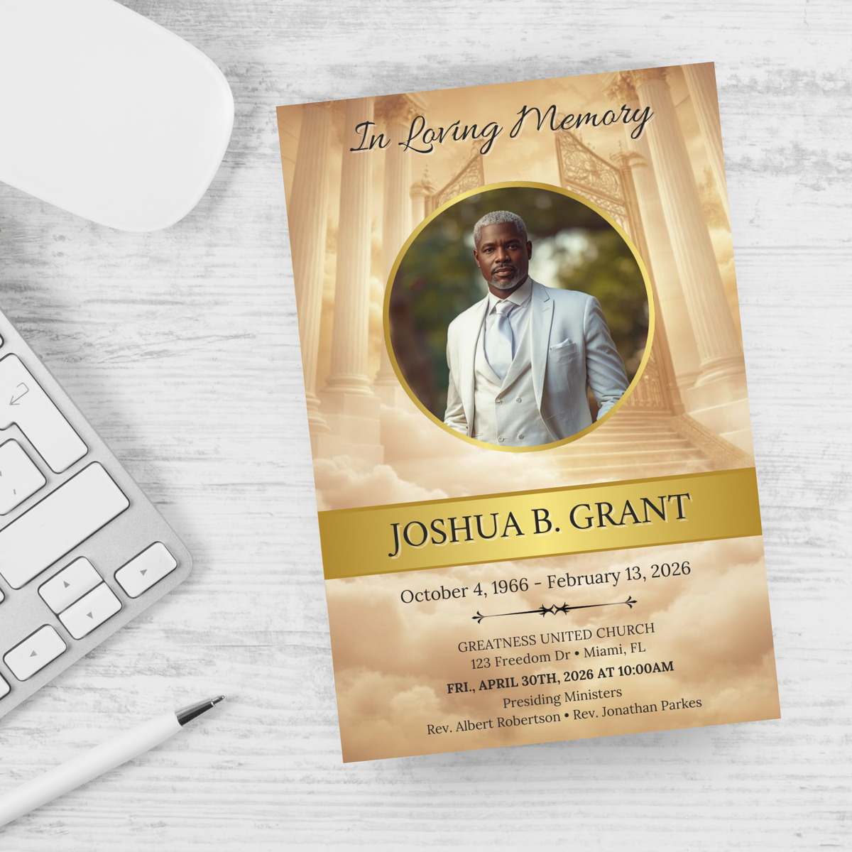 Golden Gates Funeral Program Template