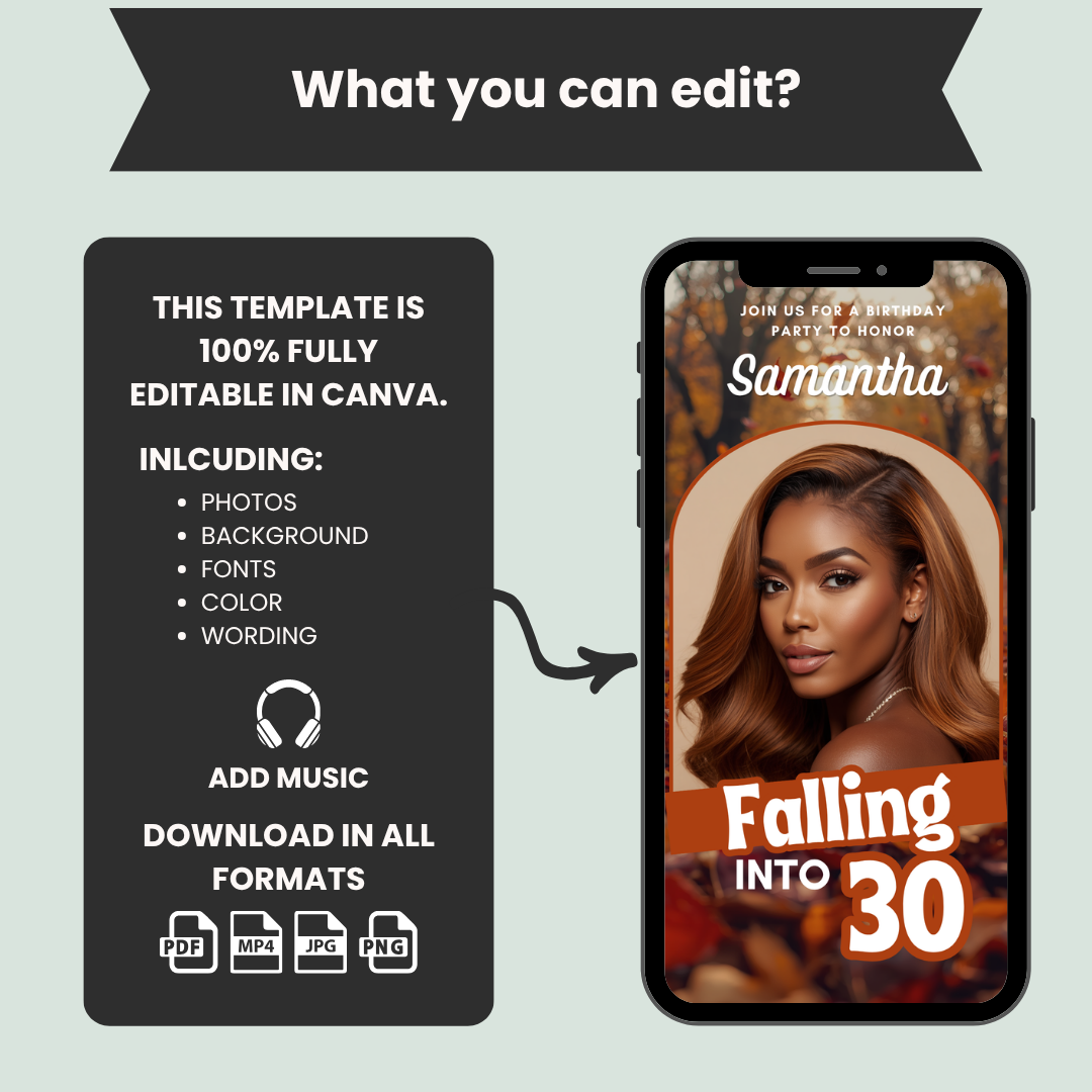 Falling Into 30 Birthday Invitation
