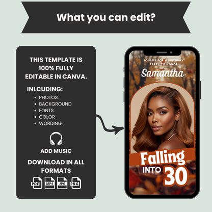 Falling Into 30 Birthday Invitation