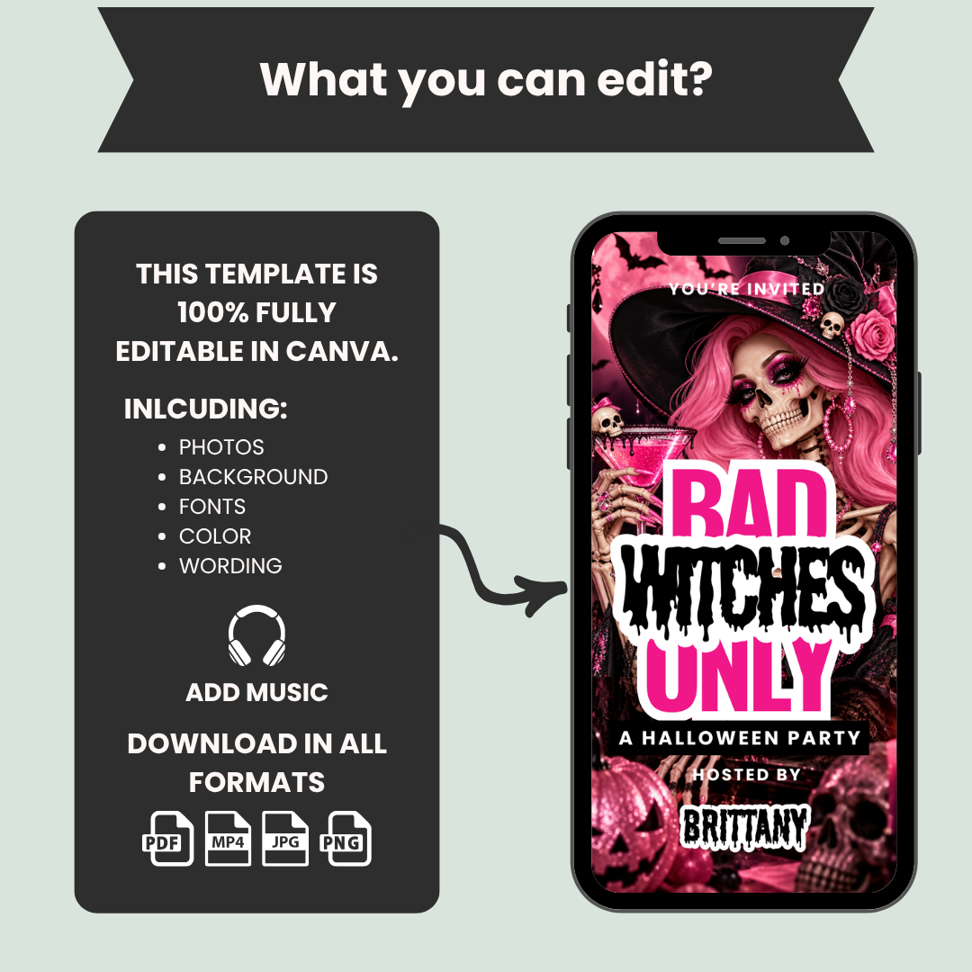 Bad Witches Only Halloween Party Invitation