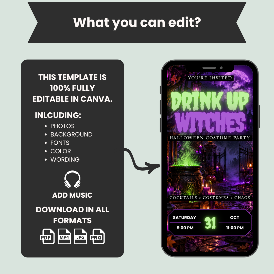 Drink Up Witches Halloween Party Invitation