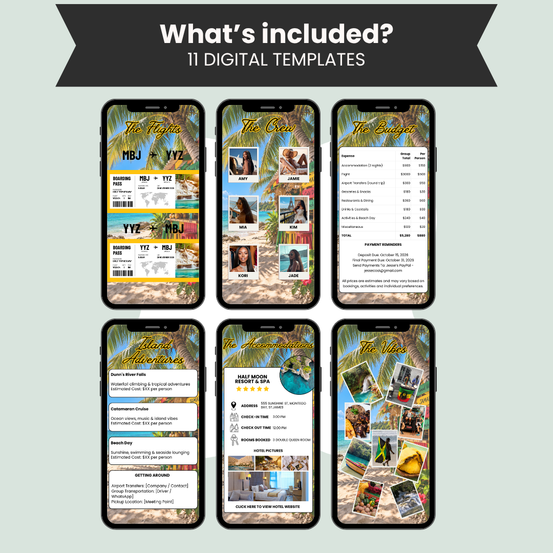 Interactive Jamaica Girls Trip Itinerary & Invitation
