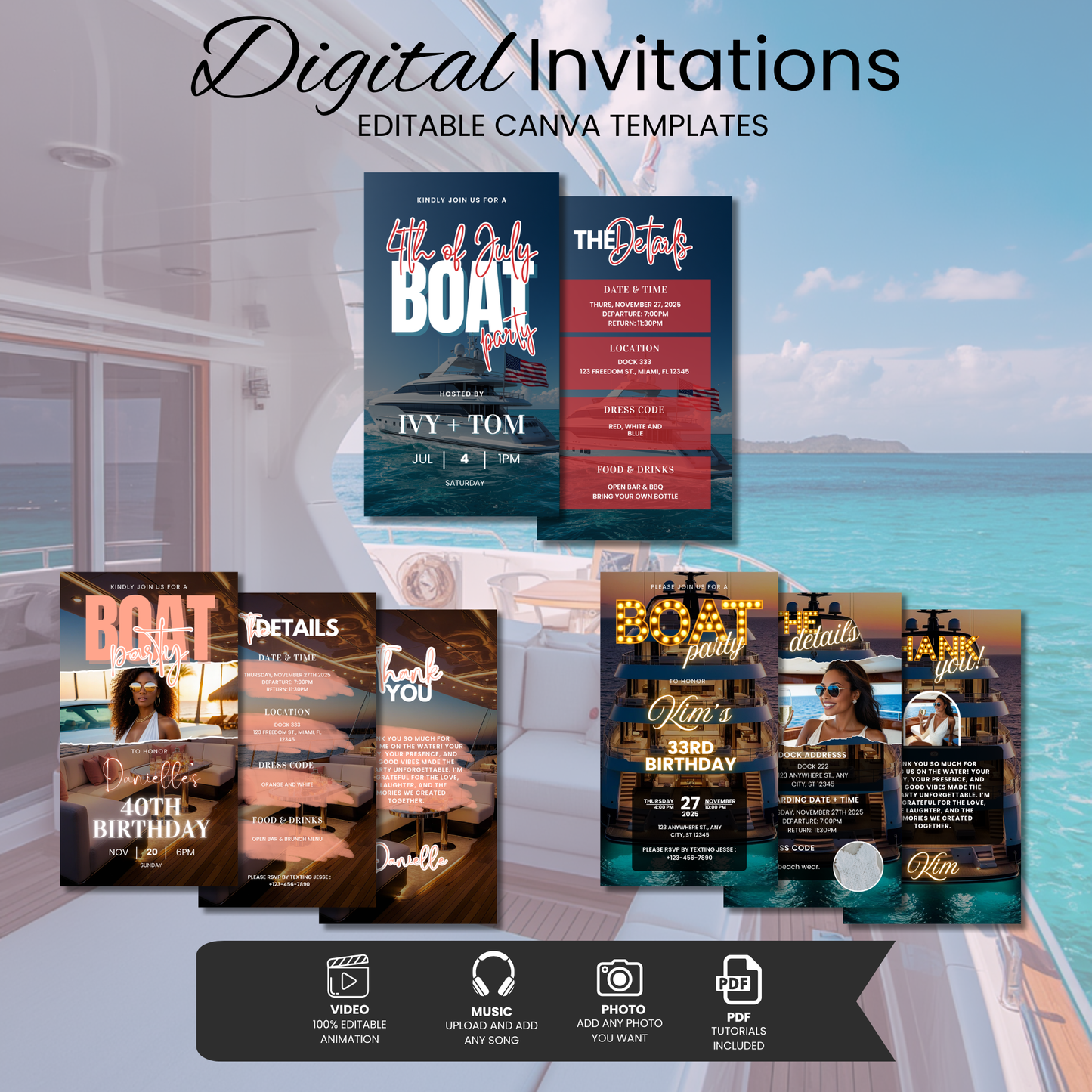 Boat Party Invitation Bundle