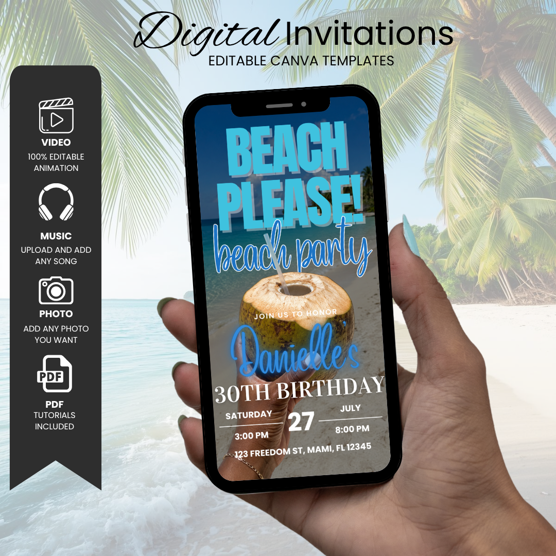 Beach Please Birthday Invitation