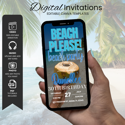 Beach Please Birthday Invitation