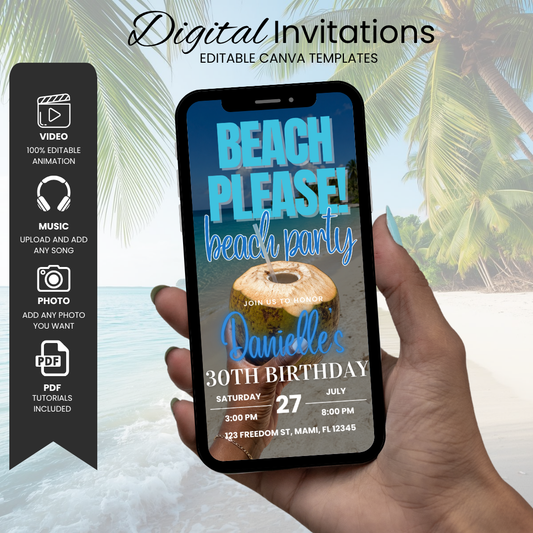 Beach Please Birthday Invitation