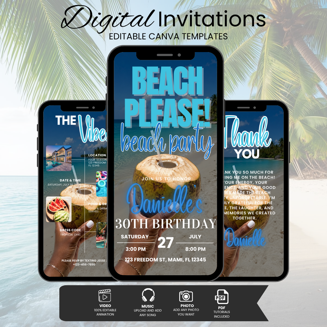 Beach Please Birthday Invitation
