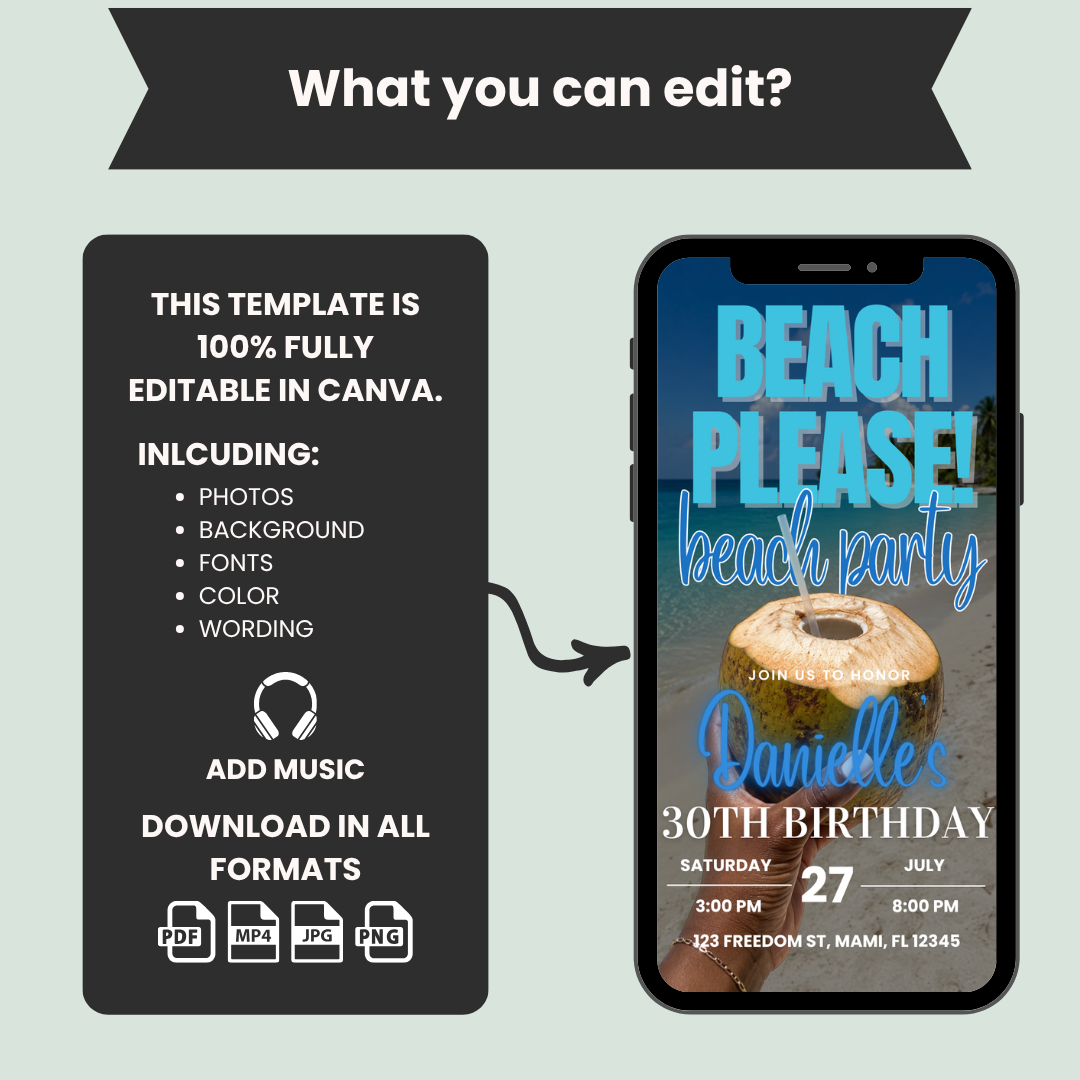 Beach Please Birthday Invitation