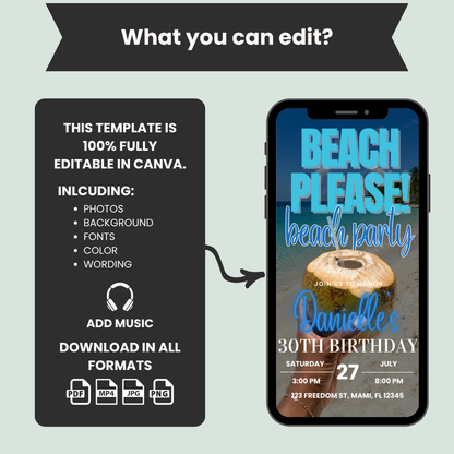 Beach Please Birthday Invitation